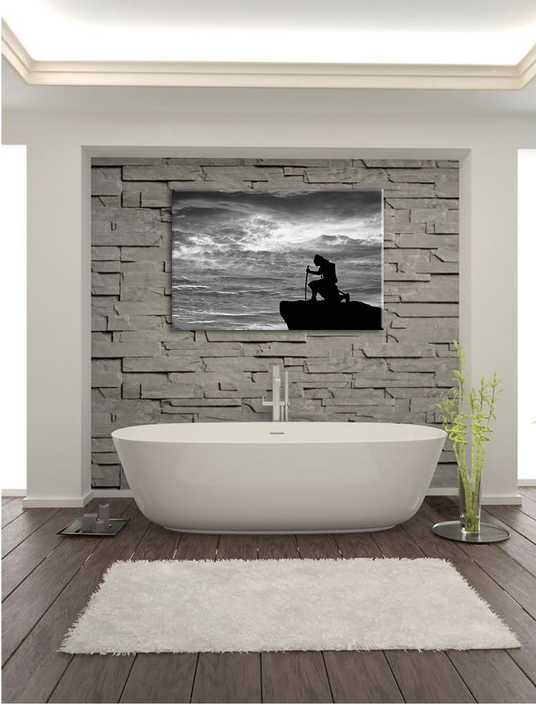 Pixxprint Samurai auf der Spitze des Berges als Leinwandbild/Grösse: 100x70 cm/Wandbild/Kunstdruck/f