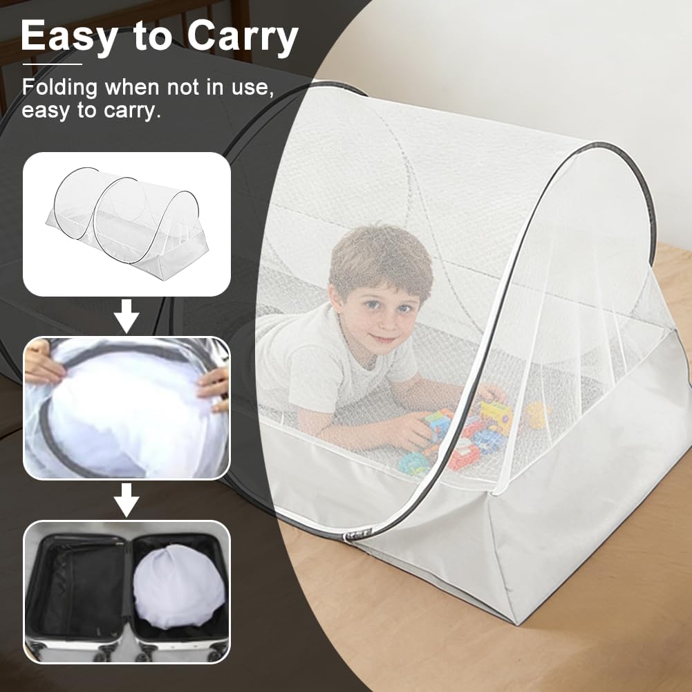 Pop Up Moskitonetz Bett 200x100x73cm, Moskitonetz Reise & Bettzelt für Kinder & Camping, Faltbares M