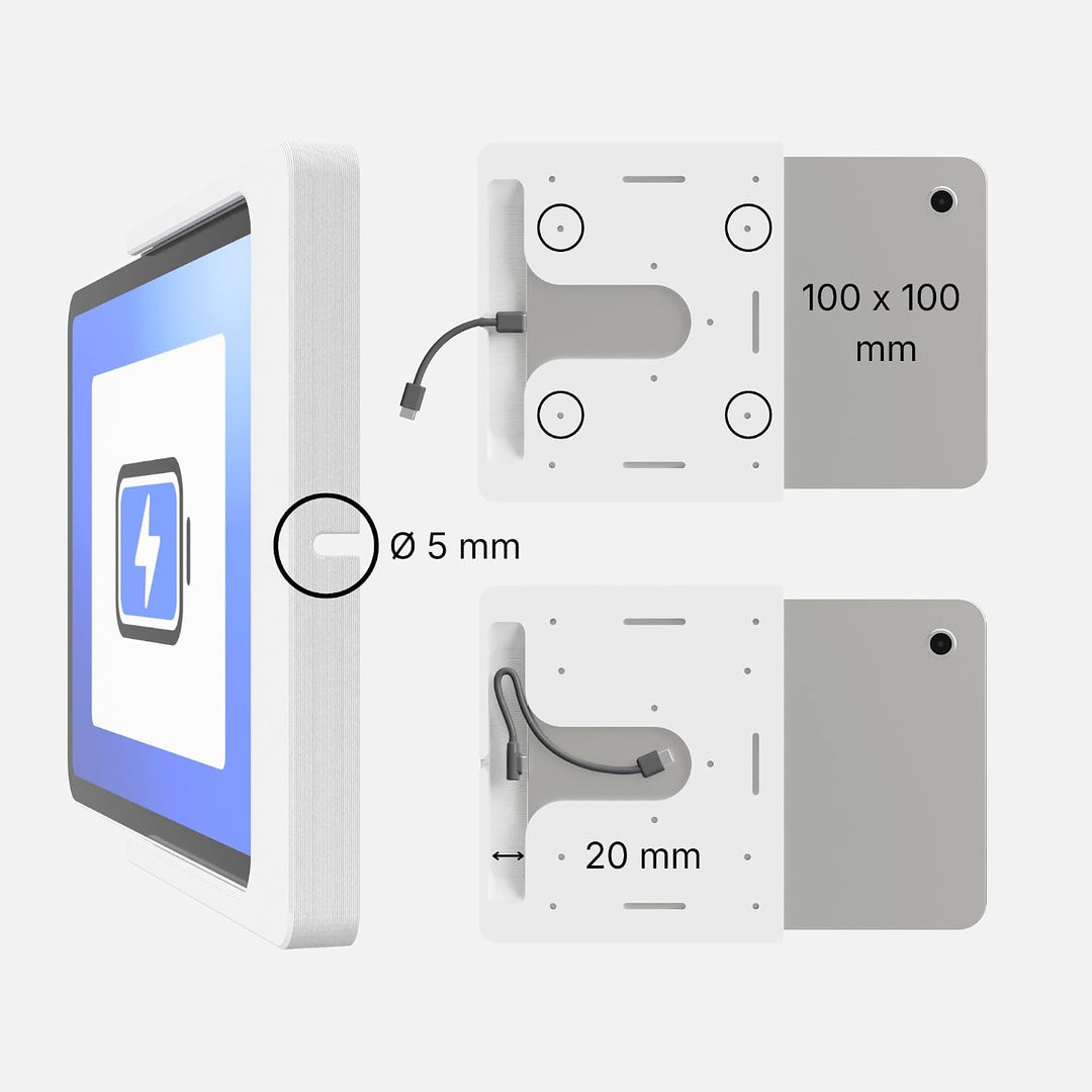 Tablet Wandhalterung für Samsung Galaxy Tab S9 FE (10,9 Zoll) - Passgenauer &amp; Flacher Slide-in Halte