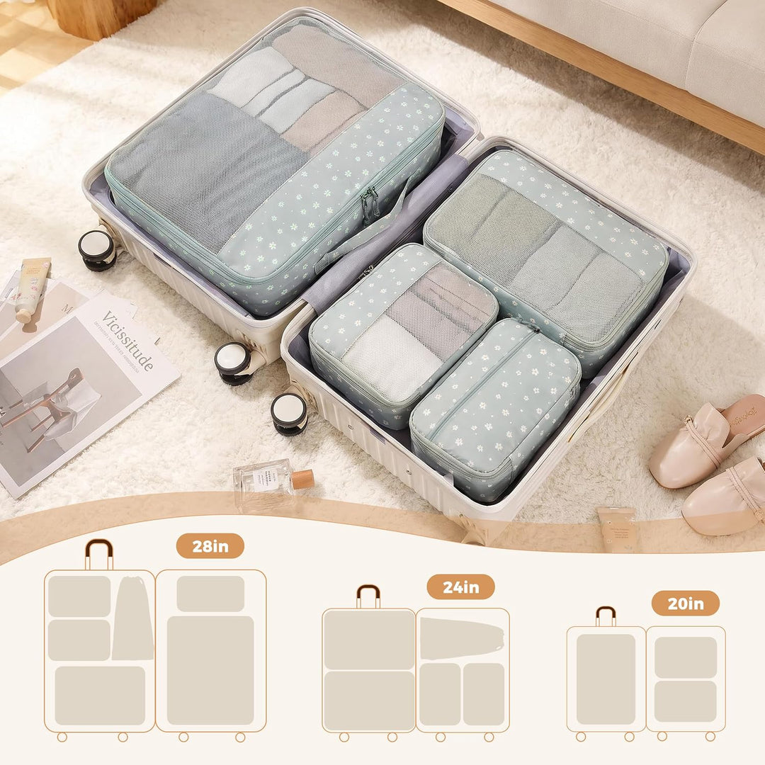 ECOHUB Koffer Organizer 7-teilig mit Stilvollem Designs für Reisen | Stilvolle Packing Cubes mit 3 D