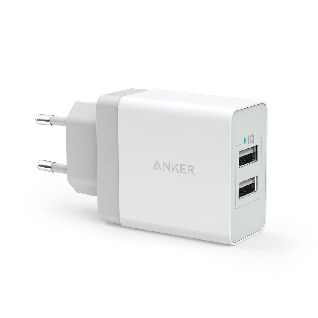 Anker 24W 2-Port USB Ladegerät, iPad ladegerät mit PowerIQ Technologie für iPhone 16/15 Serie, iPad,