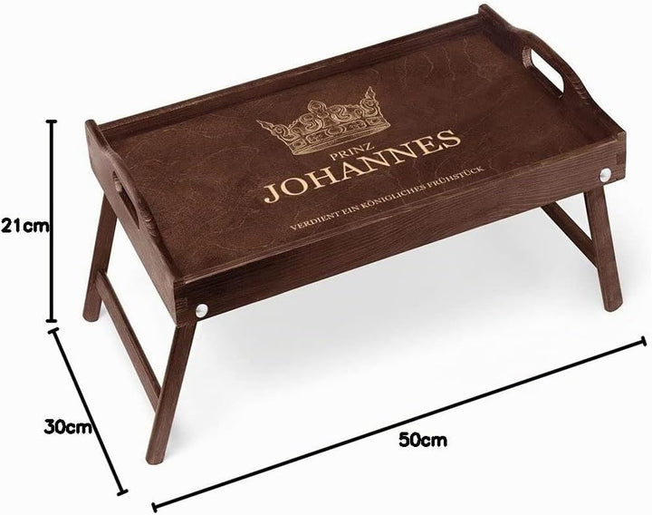 Maverton Serviertisch mit Gravur - personalisiert - Snack-Tablett mit Griffen - klappbare Beine - er