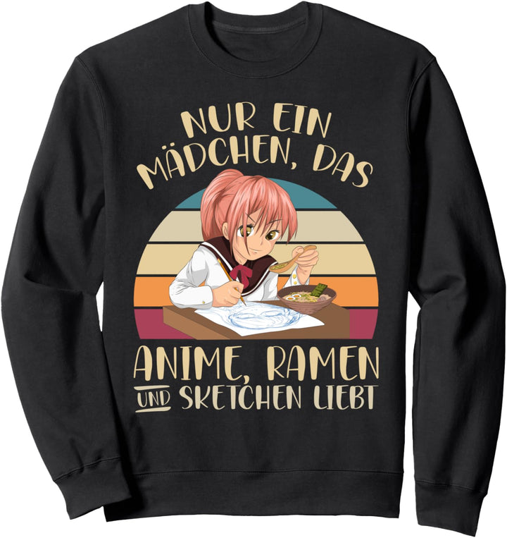 Manga Sketchen Japanische Nudelsuppe Ramen Anime Mädchen Sweatshirt