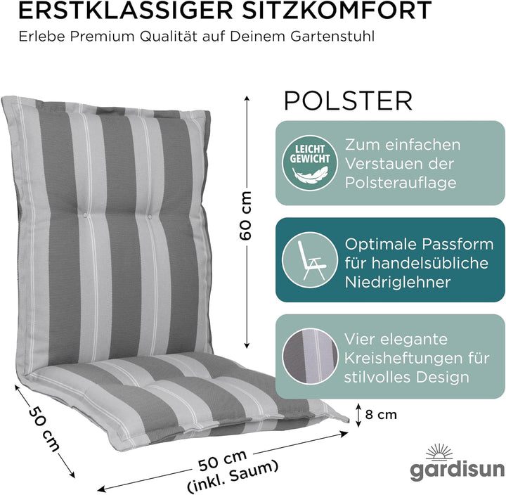 gardisun Gartenstuhlauflagen Niedriglehner I Extra Dicke Sitzauflagen I Made in EU Stuhlauflagen für