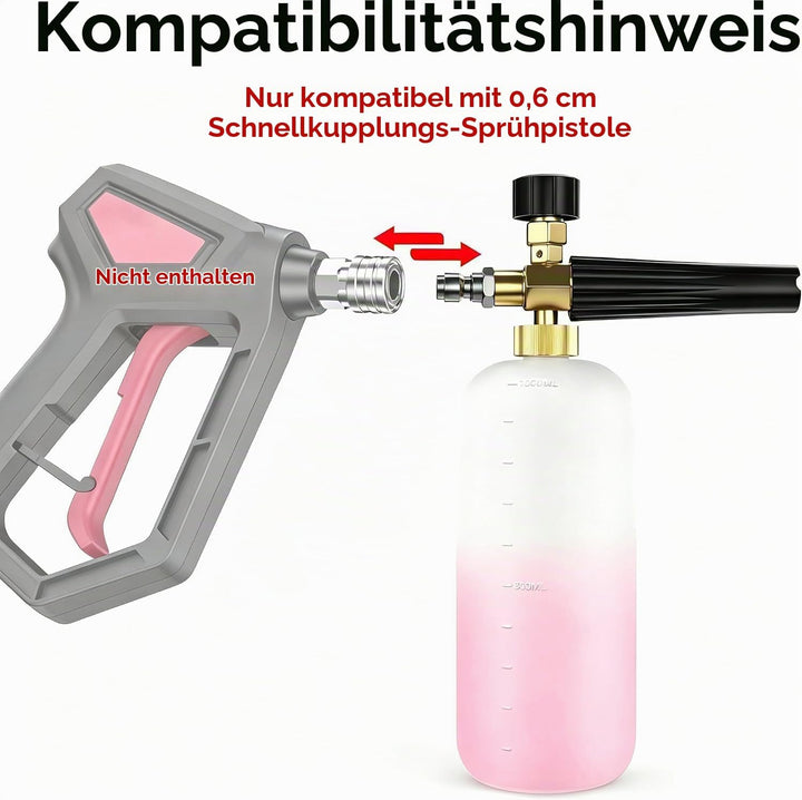 Stone Banks Schneeschaum Lanze Hochdruckreiniger Schaumkanone, 1L Einstellbare Seifenspender Flasche