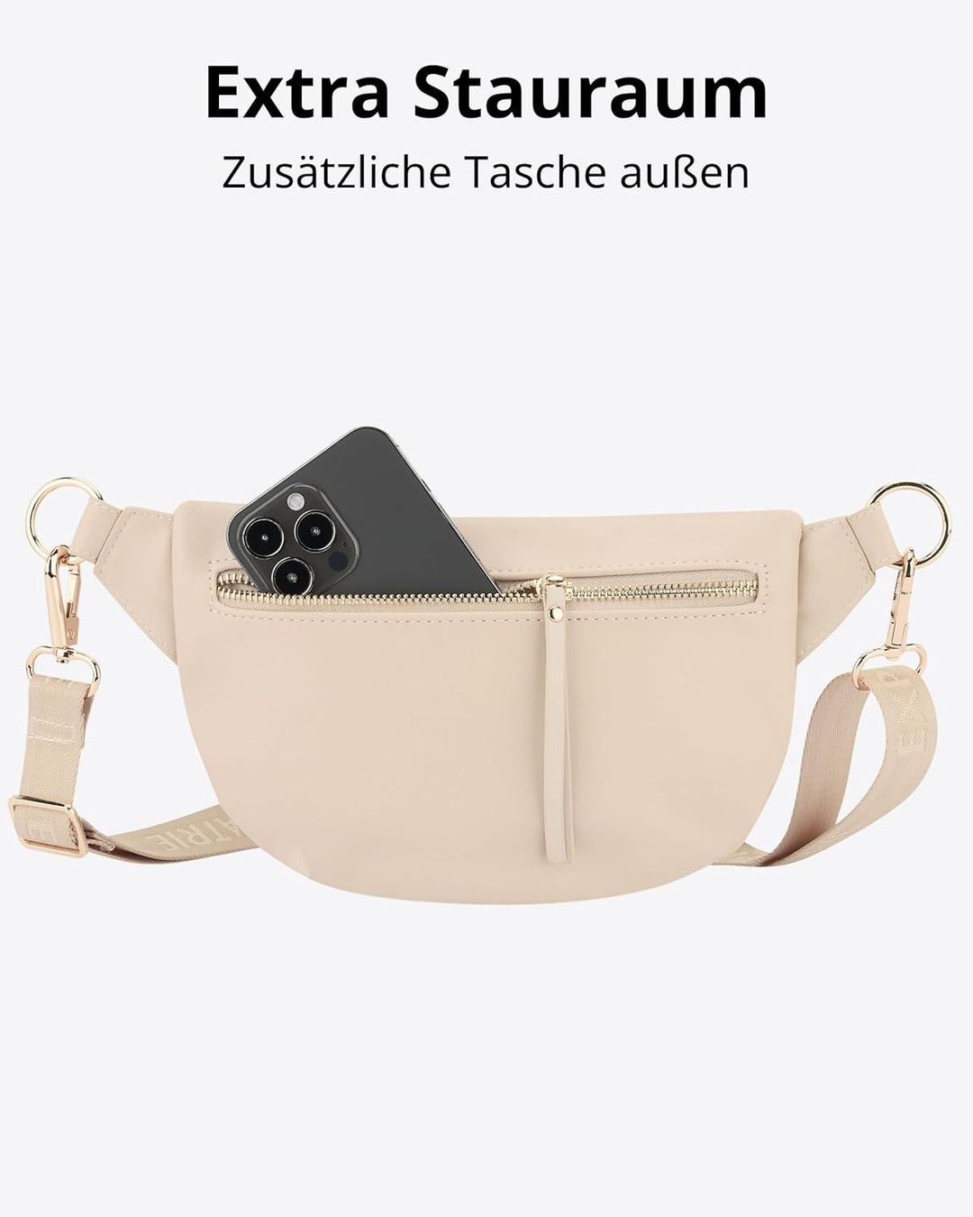 Expatrié Bauchtasche Damen Beige - Alice Small - Gürteltasche für Festival, Reisen &amp; Alltag aus Vega
