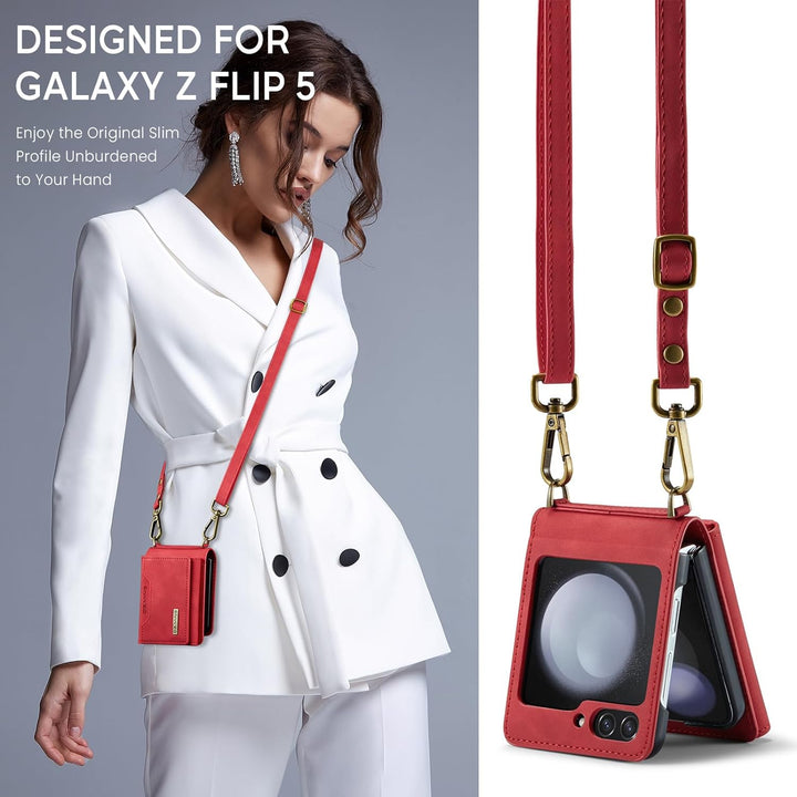 UDBKKDX Brieftasche Handyhülle für Samsung Galaxy Z Flip 4, hülle Mattes Leder mit Ständer Kameralin