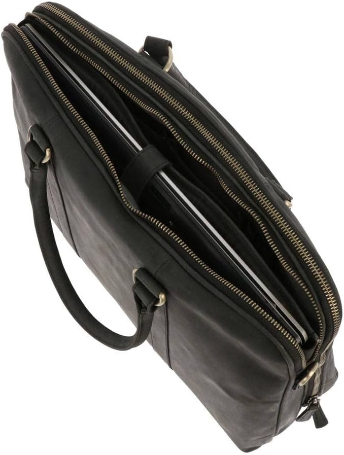 More Than Hip Hazel Laptoptasche 15,6 Zoll - Damen Arbeitstasche aus Vintage Öko Leder Aktentasche f