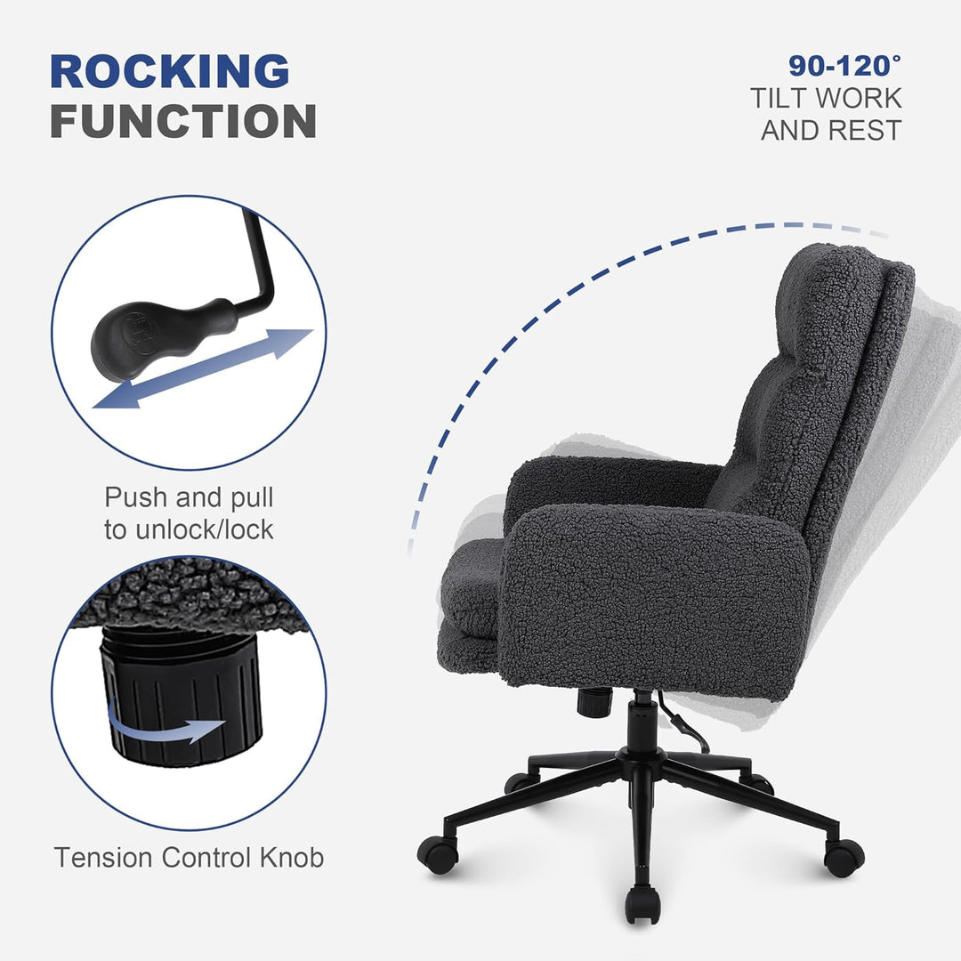 Youhauchair Schreibtischstuhl aus Kaschmir, Bürostuhl Ergonomisch mit hoher Rückenlehne, Bequemer Sc