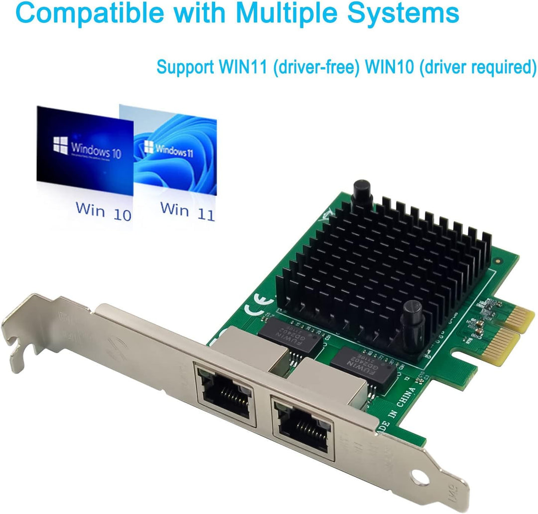 Dual PCIe 3.1 2.5GBase-T Netzwerk Adapter mit Intel I225-V 2500/1000/100Mbps PCI Express Gigabit Eth
