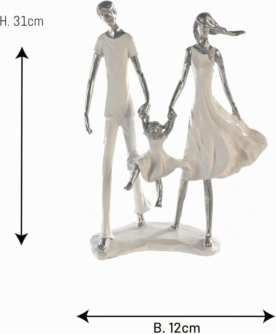 Casablanca modernes Design Skulptur Familie - Familienglück - weiss/Silber - Polyresin - Höhe 31 cm