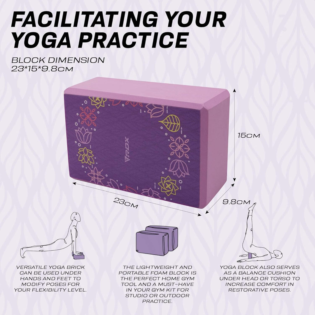 RDX Yoga Block Set, High Density Eva Schaumstoff Blöcke, Rutschfester Leichtes Yogaklotz für Körperb