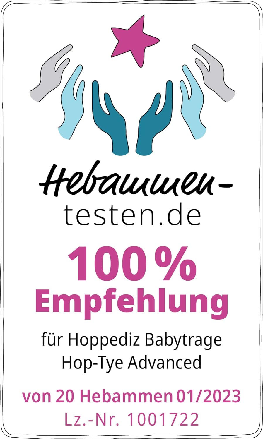 Hoppediz Hop-Tye Advanced - 4-in-1 Babytrage für Neugeborene ab Geburt - Halfbuckle Tragehilfe mit T
