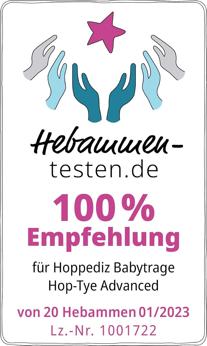 Hoppediz Hop-Tye Advanced - 4-in-1 Babytrage für Neugeborene ab Geburt - Halfbuckle Tragehilfe mit T