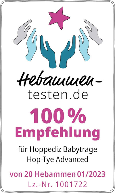 Hoppediz Hop-Tye Advanced - 4-in-1 Babytrage für Neugeborene ab Geburt - Halfbuckle Tragehilfe mit T