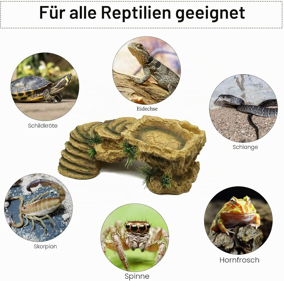 BREUAILY Schildkröten-Plattform Gross Harz Reptilien Rampe Schildkröte Reptilien Simuliert Rock Habi