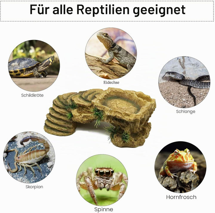 BREUAILY Schildkröten-Plattform Gross Harz Reptilien Rampe Schildkröte Reptilien Simuliert Rock Habi