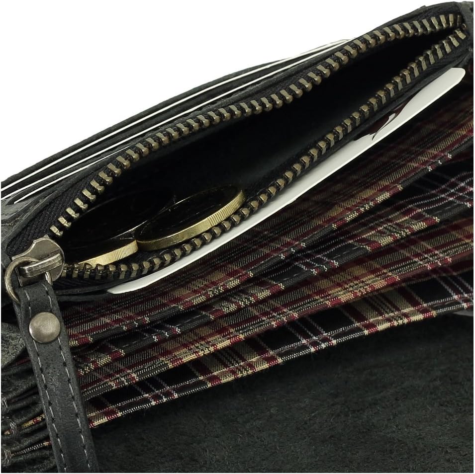 Ledershop24 Luxus Leder Bikerbörse mit Kette Biker Geldbörse Portemonnaie Geldbeutel 13,5 cm vers. F