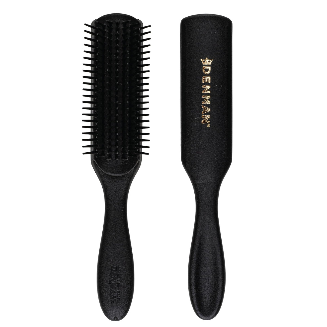 Jack Dean by Denman Curly Hair Brush D3 (All Black) 7 Row Styling Brush for Detangling, Separating,