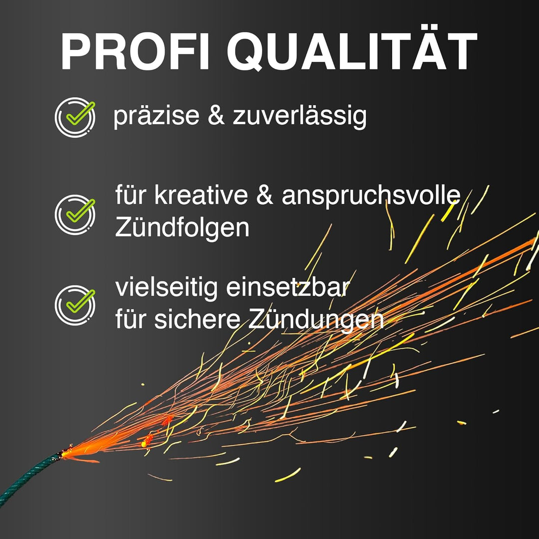 h2i Zündschnur | 96 m | Ø 2,0 mm | +/- 90 s/m | Anzündlitze Grüne Visco ideal für Pyrotechnik, Feuer