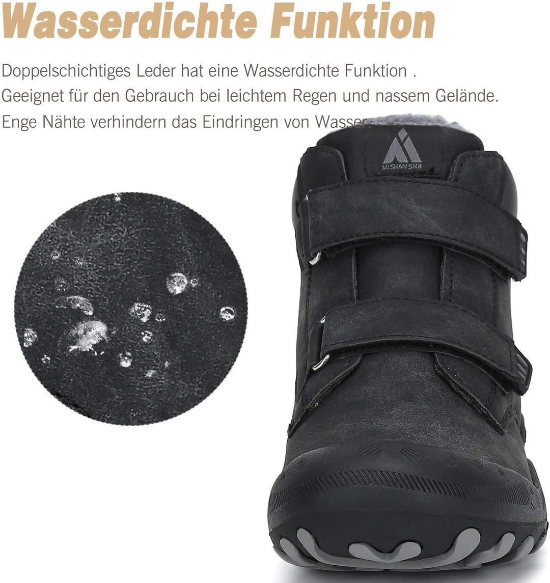 Mishansha Kinder Winterschuhe Gefüttert Winterstiefel für Jungen Mädchen Gr.24-38 28 EU Schwarz, 28