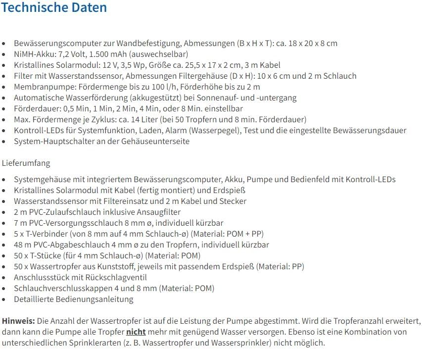 Esotec Solar Bewässerungscomputer Waterdrops Professional, Bewässerungssystem, Tröpfchenbewässerung,