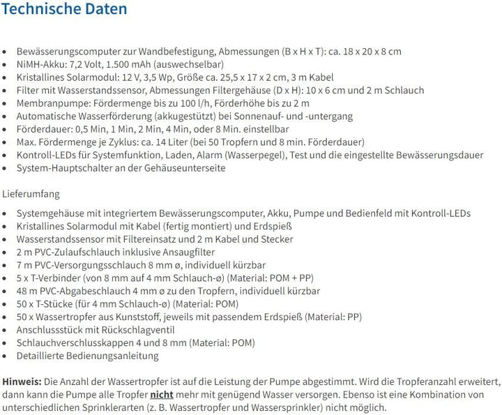 Esotec Solar Bewässerungscomputer Waterdrops Professional, Bewässerungssystem, Tröpfchenbewässerung,