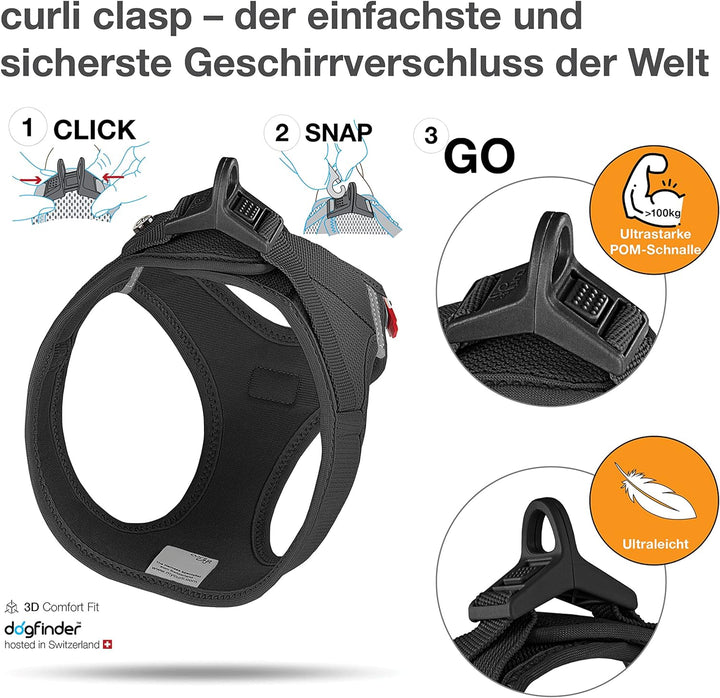 Vest Harness curli Clasp Air-Mesh Black L Schwarz L Einfarbig, Schwarz L Einfarbig