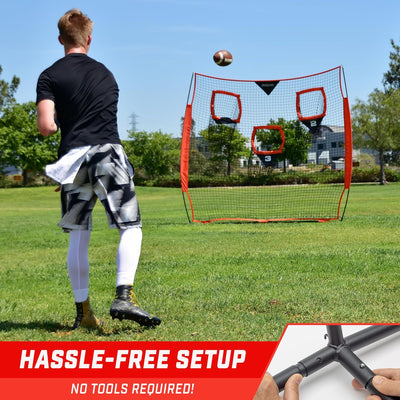 GoSports Football Trainer Throwing Net | Choose Between 8' x 8' or 6' x 6' Nets | Improve QB Throwin