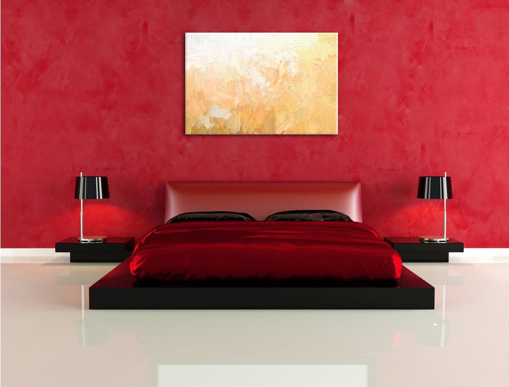 Pixxprint Romantische Blumenwiese als Leinwandbild/Grösse: 100x70 cm/Wandbild/Kunstdruck/fertig besp