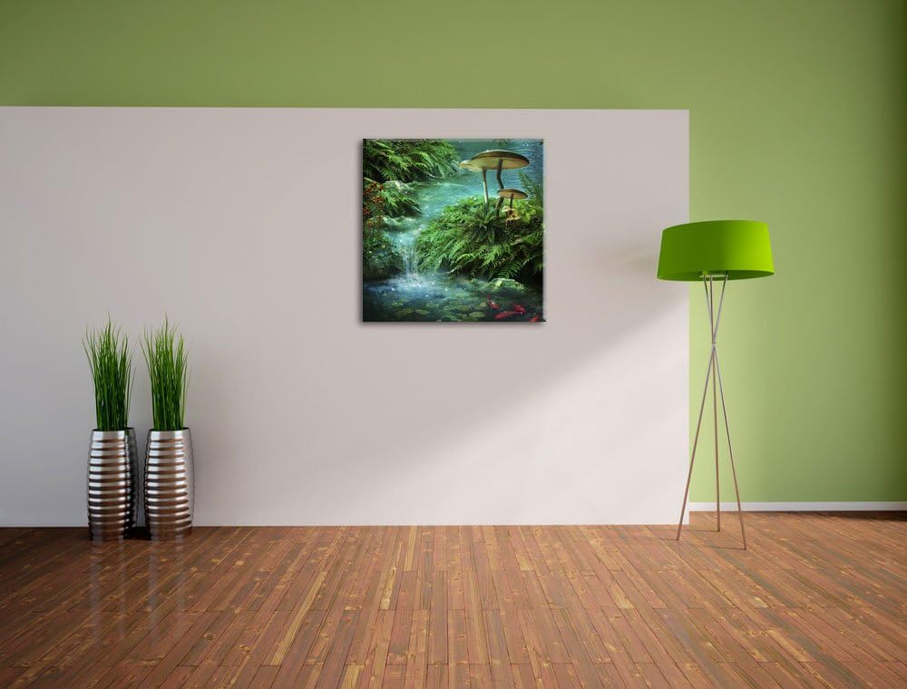 magischer Märchenwald, Format: 70x70 auf Leinwand, XXL riesige Bilder fertig gerahmt mit Keilrahmen,