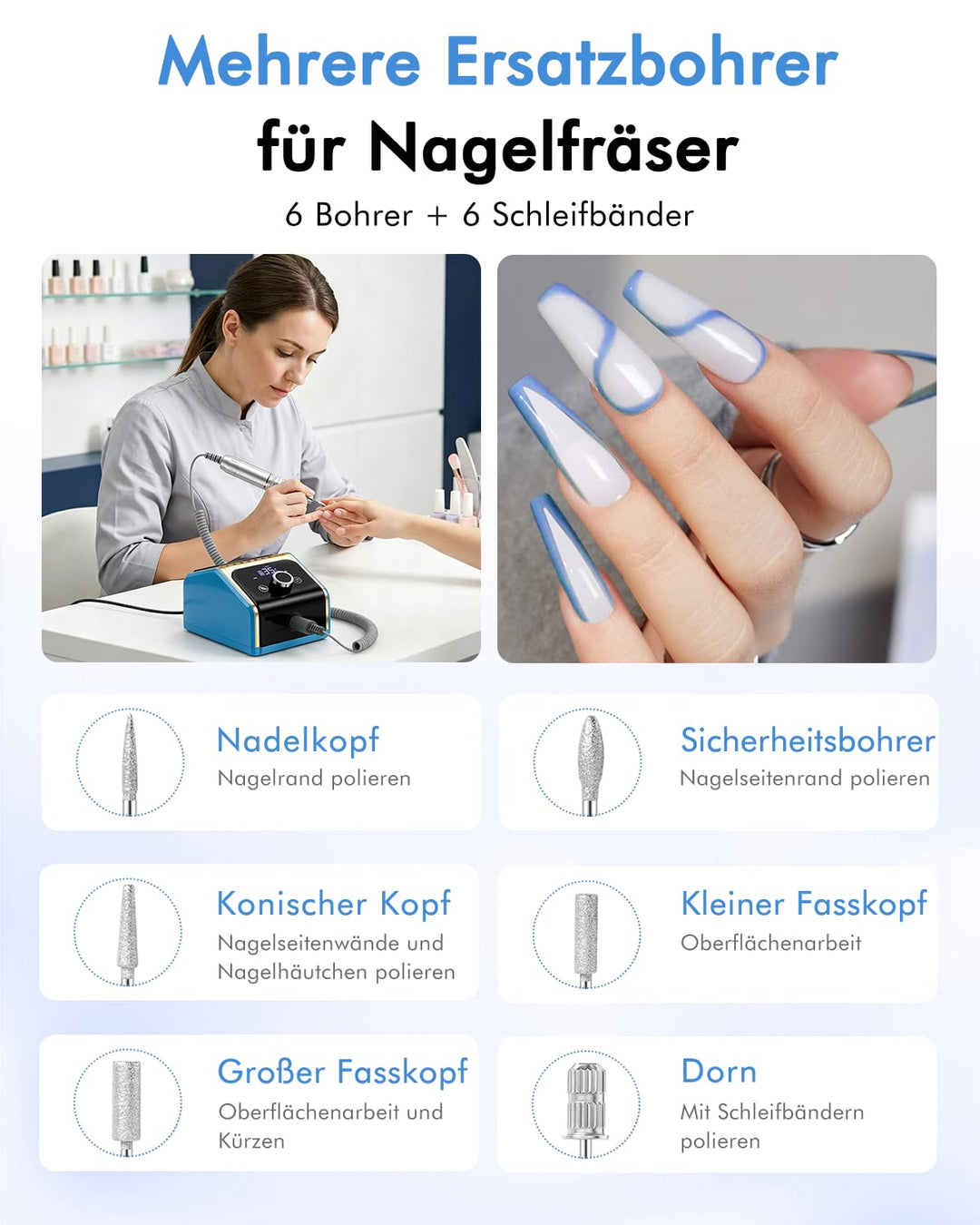 CozyZen Elektrische Nagelfräsmaschine 35.000 U/min Profi-Set | Mit LCD-Display, Hand- & Fusspedal, l