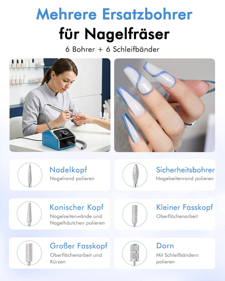 CozyZen Elektrische Nagelfräsmaschine 35.000 U/min Profi-Set | Mit LCD-Display, Hand- & Fusspedal, l