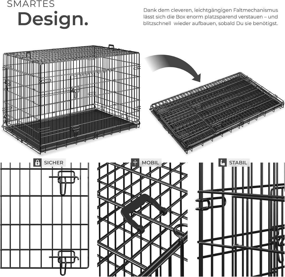 tectake® Hundekäfig, Hundegitter Box, Dog Kennel, Hundebox faltbar, Transportbox stabil, für Hunde u