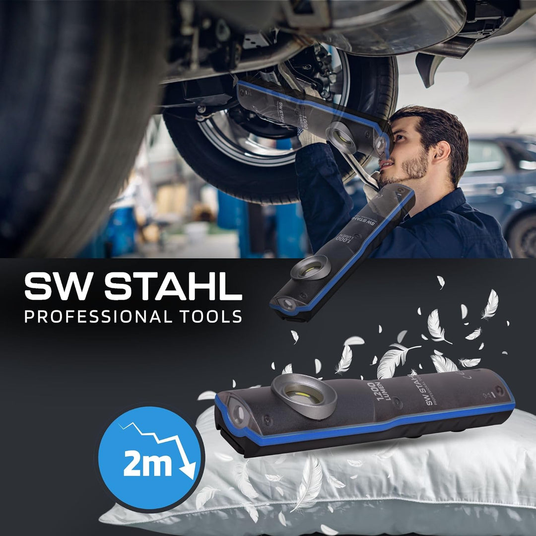 SW-Stahl S9790 Arbeitsleuchte Taschenlampe I Ladestation I LED I 1000 Lumen I Metallgehäuse, Blau/Sc