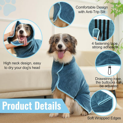 HezzLuv Hundebademantel Ultra Saugfähig Mikrofaser Hunde Trockenmantel für Schnelles & Einfaches Tro
