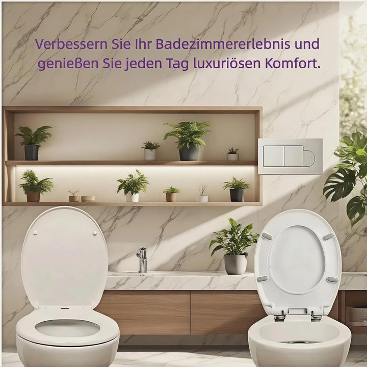 Toilettendeckel WC Sitz mit Absenkautomatik, Quick-Release Funktion für Einfache Reinigung, O Form W