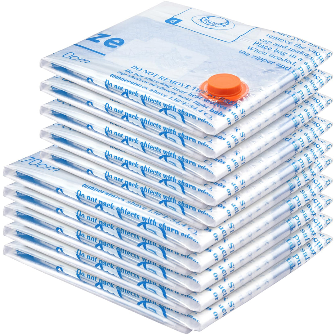 MEIQIHOME 10er Set Vakuumbeutel – 5 Jumbo & 5 Gross, Aufbewahrungsbeutel für Kleidung & Bettwäsche,