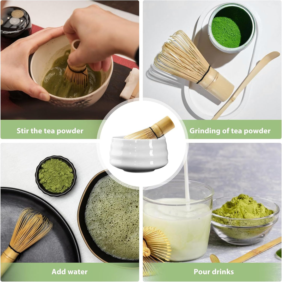 Matcha Tee Set, Matcha Besen Set mit Matcha-Schneebesen, Besenhalter, Matcha Schale aus Keramik, 2 T