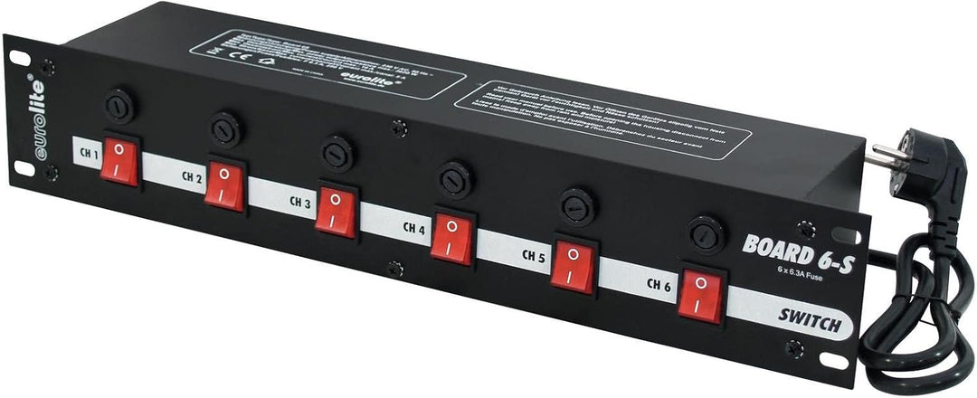 EUROLITE Board 6-S mit 6x Schutzkontakt | Panel mit 6 Schaltern zum getrennten Schalten von 6 Schutz