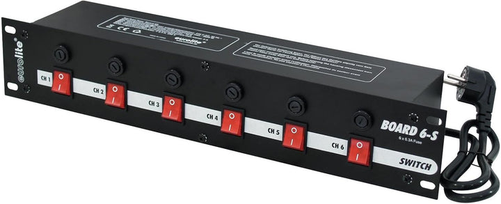 EUROLITE Board 6-S mit 6x Schutzkontakt | Panel mit 6 Schaltern zum getrennten Schalten von 6 Schutz