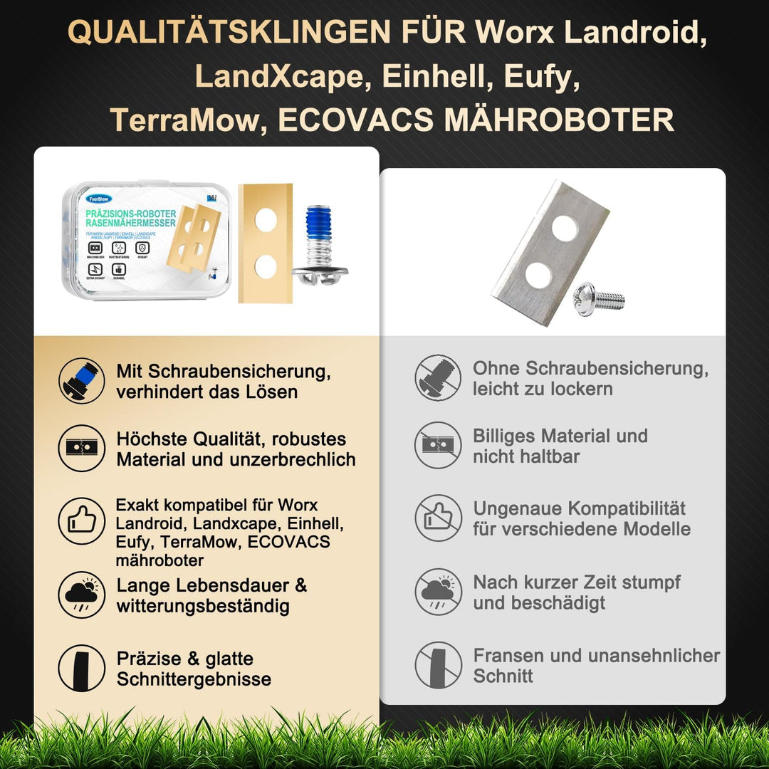 36 Stück Ersatzklingen Kompatibel für ALLE Worx Landroid, LandXcape, Einhell, Dreame, Mova Mährobote