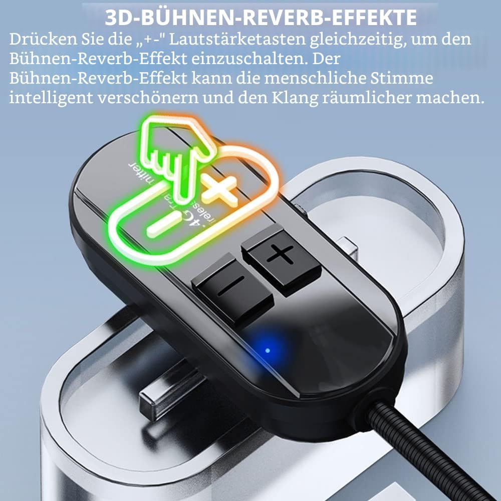 Wireless Mikrofon Headset, 2.4G Kabelloses Mikrofon funkmikrofon headset mit 50M Reichweite, Wiedera