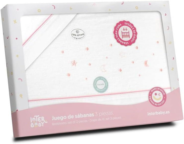 Interbaby Bettwäsche-Set für Kinderbett, 60 x 120 cm, 100% Baumwolle, warm, weich, inklusive Spannbe