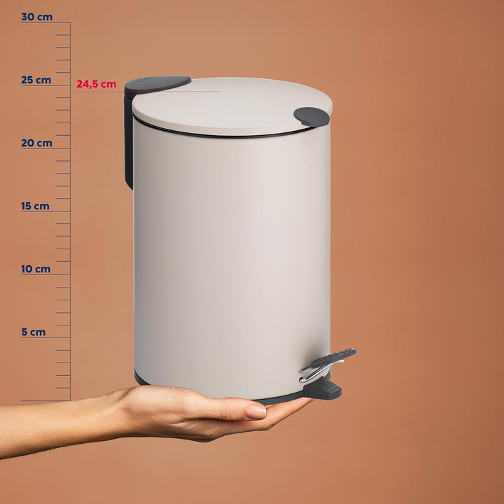 kela Kosmetikeimer Mats, 3 L, Ø 17 cm, Metall, beige, Silent-Close, herausnehmbarer Inneneimer mit T