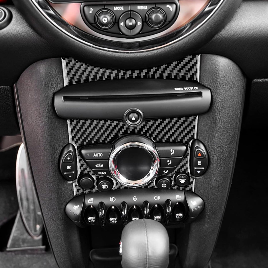 KUNGKIC Auto Zentraler Steuerknopf Panel Abdeckung Kohlefaser Innenraum Dekorativ für Mini Cooper Cl
