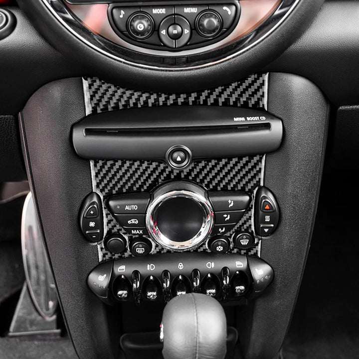 KUNGKIC Auto Zentraler Steuerknopf Panel Abdeckung Kohlefaser Innenraum Dekorativ für Mini Cooper Cl