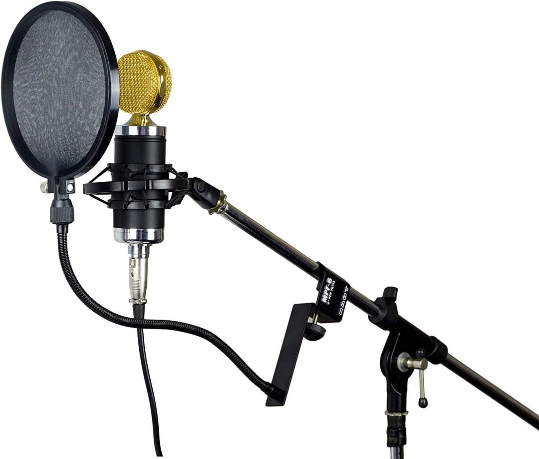 Nady 15,2 cm (6 Zoll) Mikrofon Pop Filter Windschutz mit flexiblem Schwanenhals und Metallstabilisie