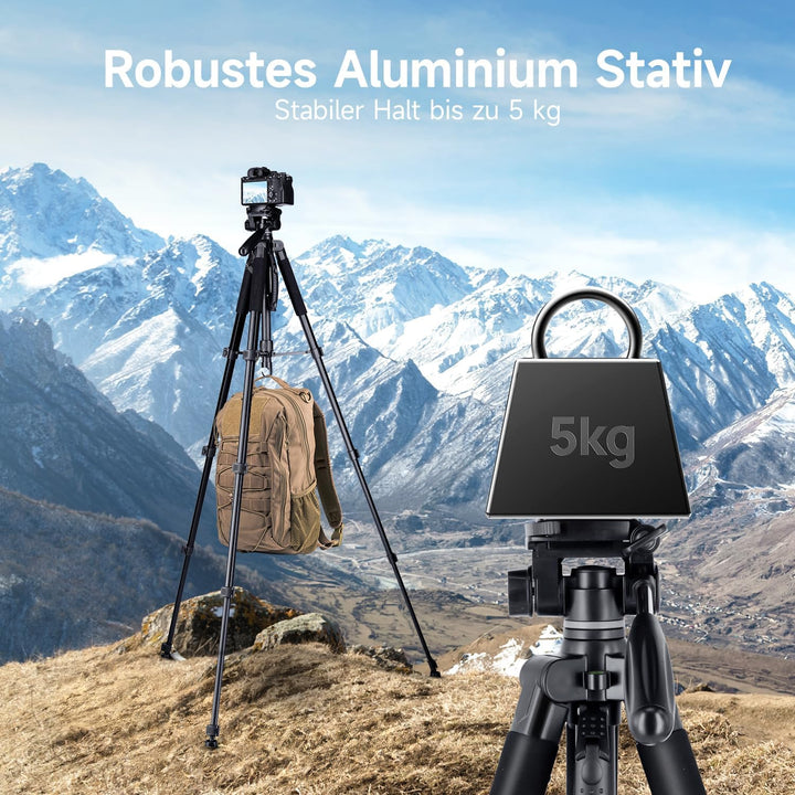 Rollei Compact Traveler Star S4, 188cm Kamera Stativ Leicht Kompakt aus Aluminium Fotostativ mit Kug