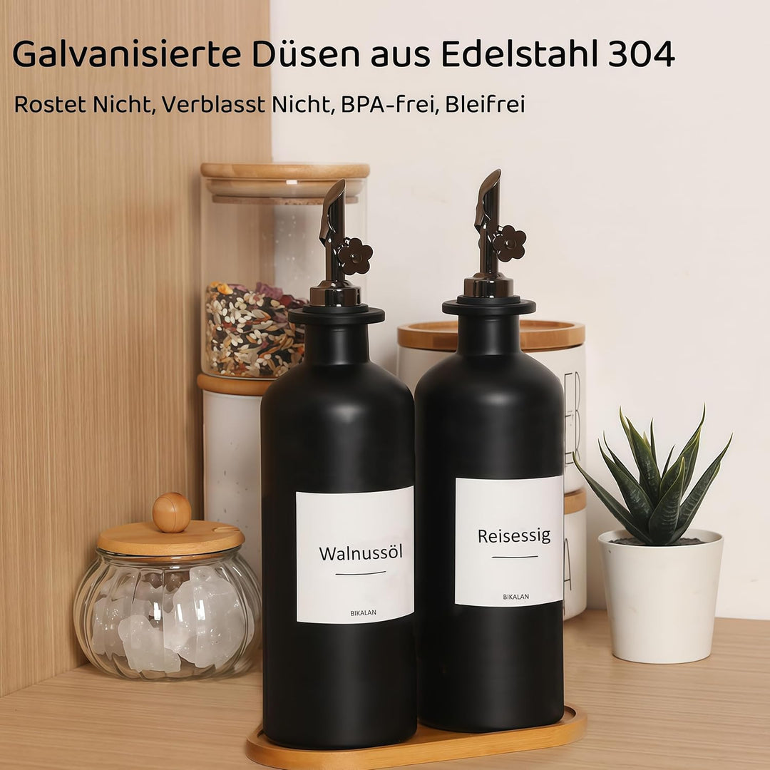 Essig und Ölflaschen Set, 500ml x 2 Ölflasche, Olivenöl Flasche Set, Ölspender, Automatisches Öffnen